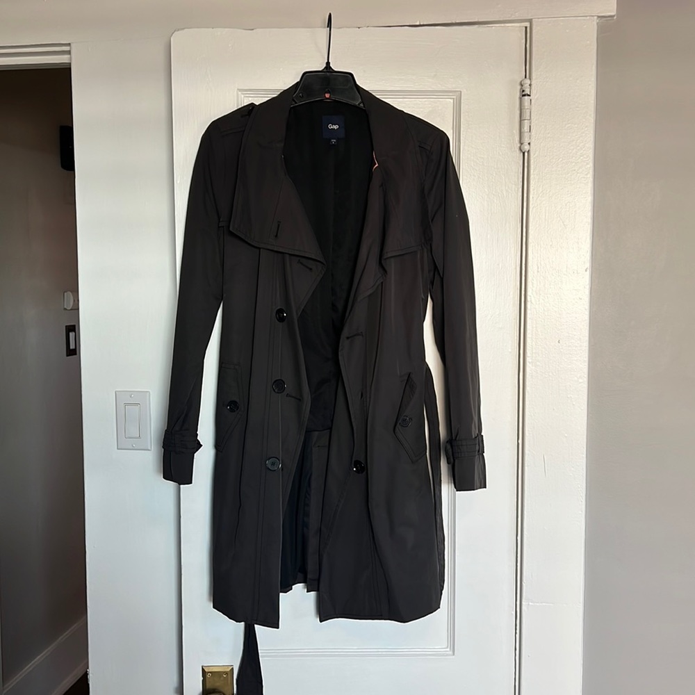 Charcoal gray trench coat